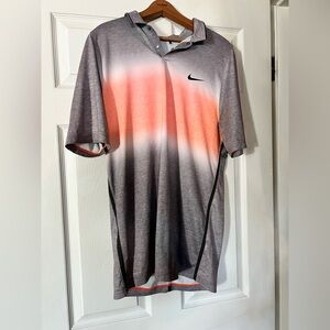 Nike Men's Gray and Orange Polo Shirt